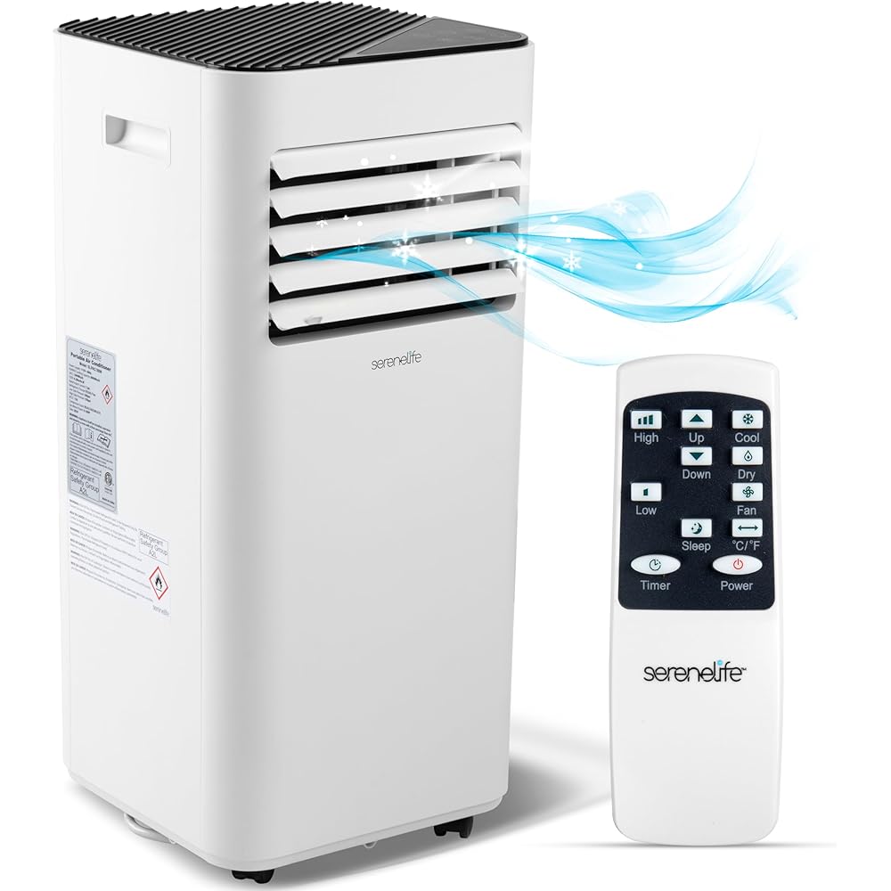 SereneLife SLPAC180W Portable Conditioner-3-in-1 Compact Standing Air Conditioner for Room Up to, Floor AC Unit with Remote Control, Universal Casters, Window Mount Kit : Home & Kitchen