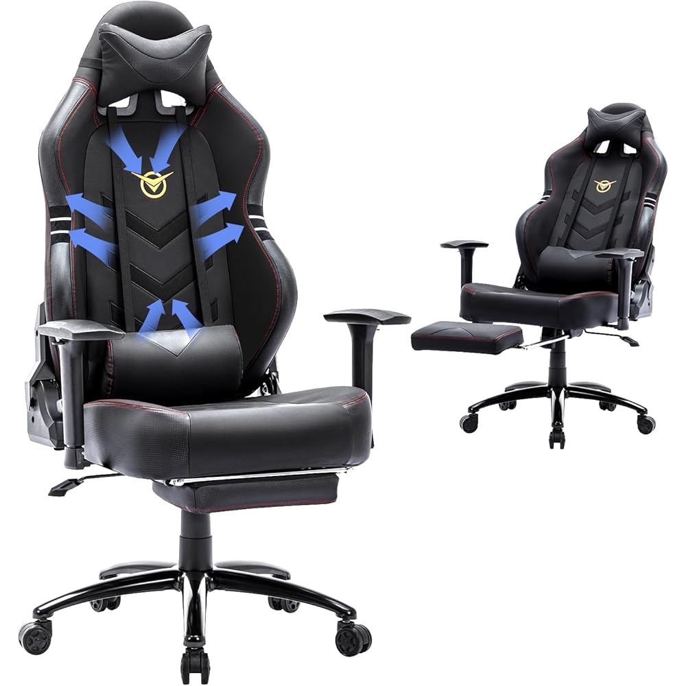 Big and Tall Gaming Chair with Footrest 350lbs-Racing Computer Gamer Chair, Ergonomic High Back PC Chair with Wide Seat, Reclining Back, 3D Armrest for Adult-Black : Home & Kitchen