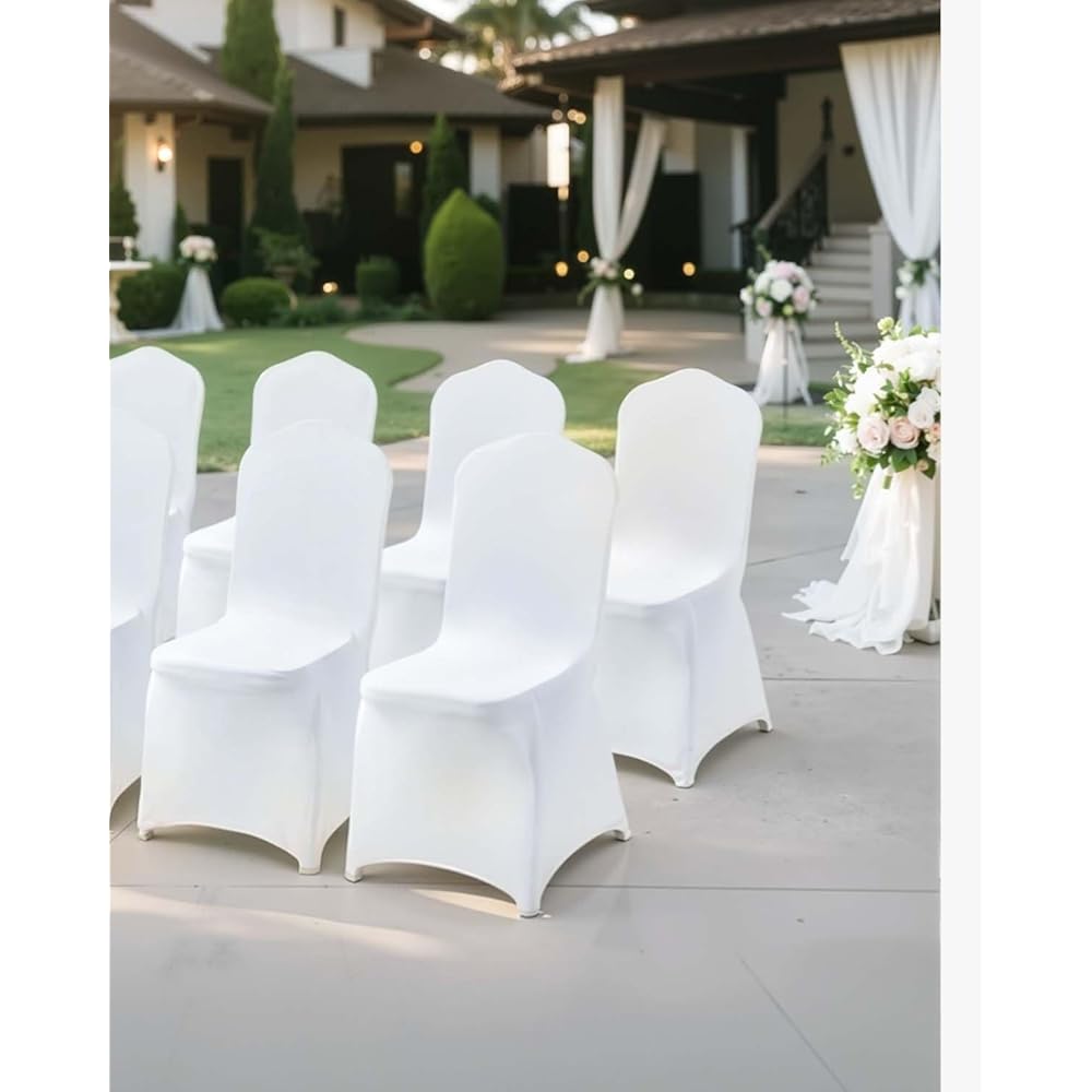 VEVOR 100 Pcs White Chair Covers Polyester Spandex Chair Cover Stretch Slipcovers for Wedding Party Dining Banquet Flat-Front Chair Covers : Home & Kitchen