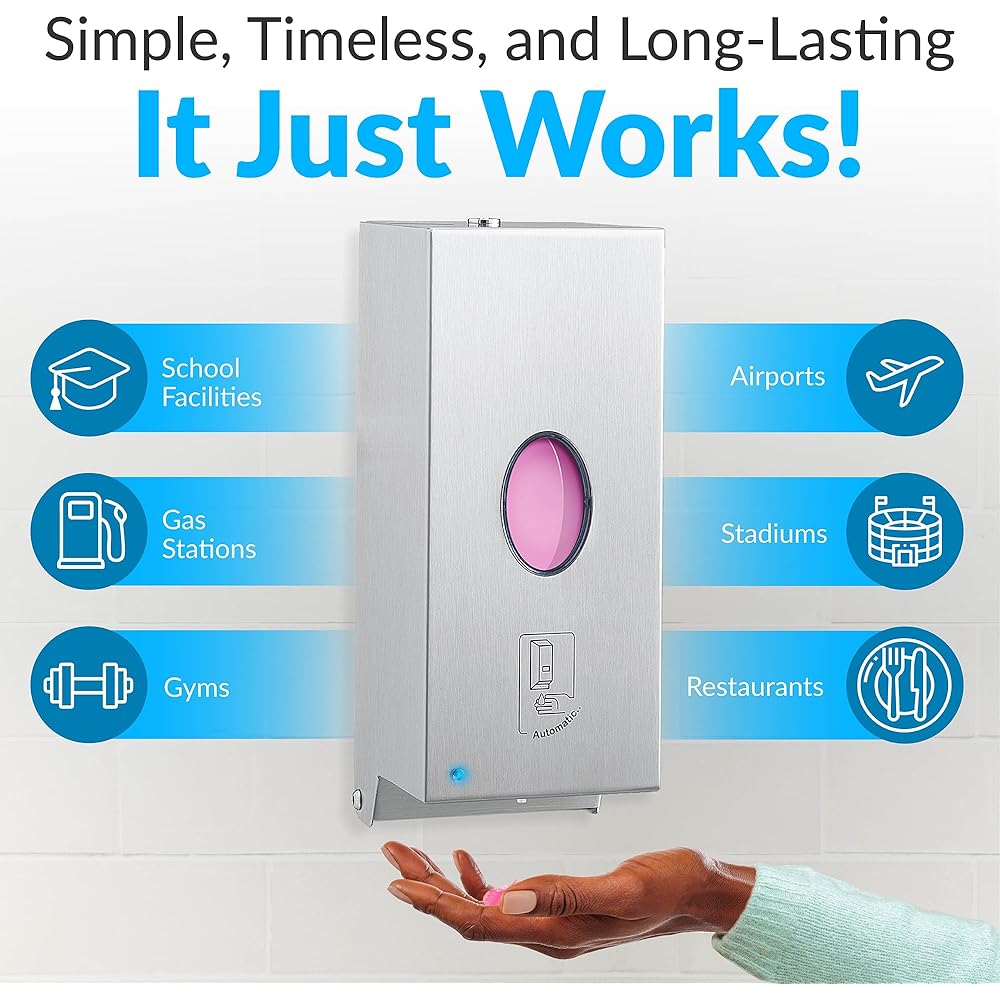 Bobrick B-2012 Automatic Wall-Mounted Liquid Soap Dispenser, Stainless Steel, 30 Fl Oz Capacity : Home & Kitchen
