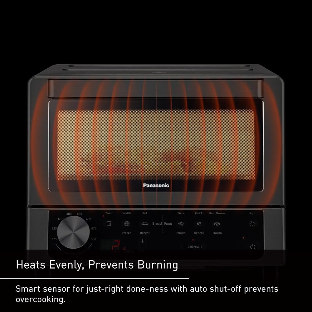 Panasonic FlashXpress Toaster Oven Countertop, 4-Slice Compact Size w/Double Infrared Heating, PFAS-free, 6 Auto Cook Options & Precise Temperature Control, 1300W - NB-G200P (Stainless Steel) : Home & Kitchen