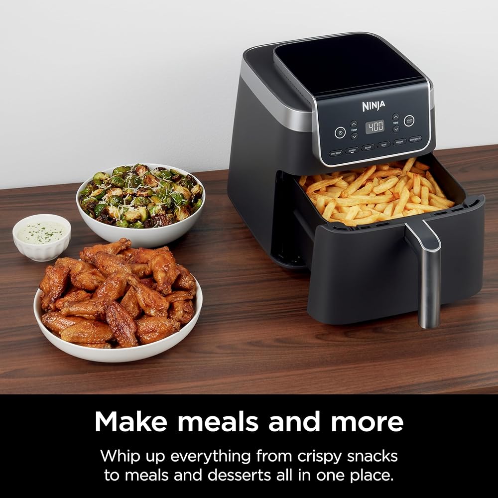 Ninja | Air Fryer | 6.5 QT Pro XL Capacity fits 9lbs of Wings | 6-in-1 Max Crisp, Air Fry, Roast, Bake, Reheat & Dehydrate | Nonstick Basket, Crisper Plate & Recipe Guide | Grey | AF181 : Home & Kitchen