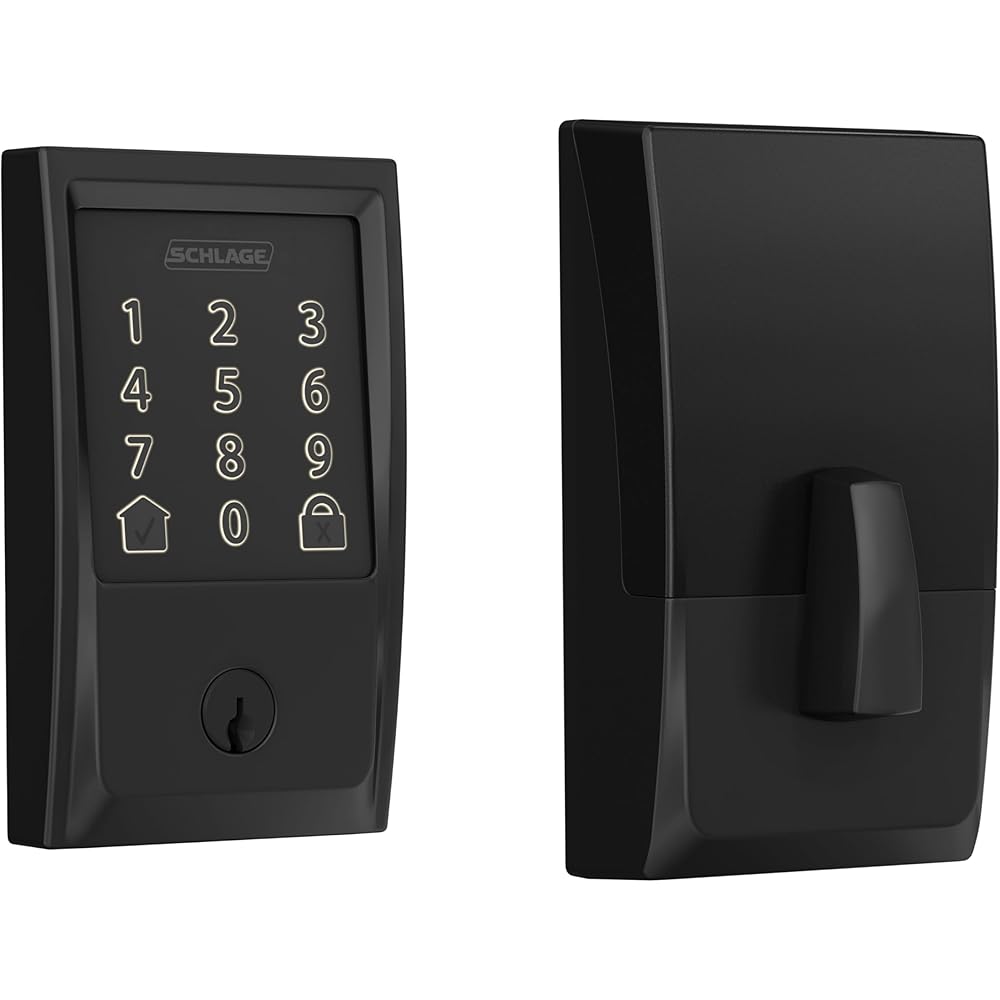 Schlage Encode Smart WiFi Deadbolt Lock for Front Door - Keyless Entry with App or Touchscreen - Works with Alexa, Hey Google, & Airbnb - Create Codes for Guests - Matte Black : Home & Kitchen