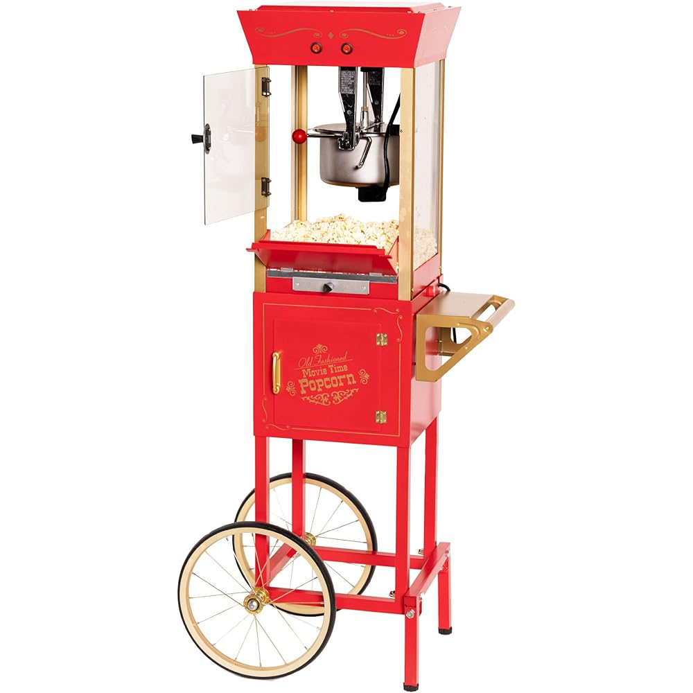 Nostalgia Popcorn Maker Machine - Professional Cart With 8 Oz Kettle Makes Up to 32 Cups - Vintage Popcorn Machine Movie Theater Style - Red: Electric Popcorn Poppers: Home & Kitchen