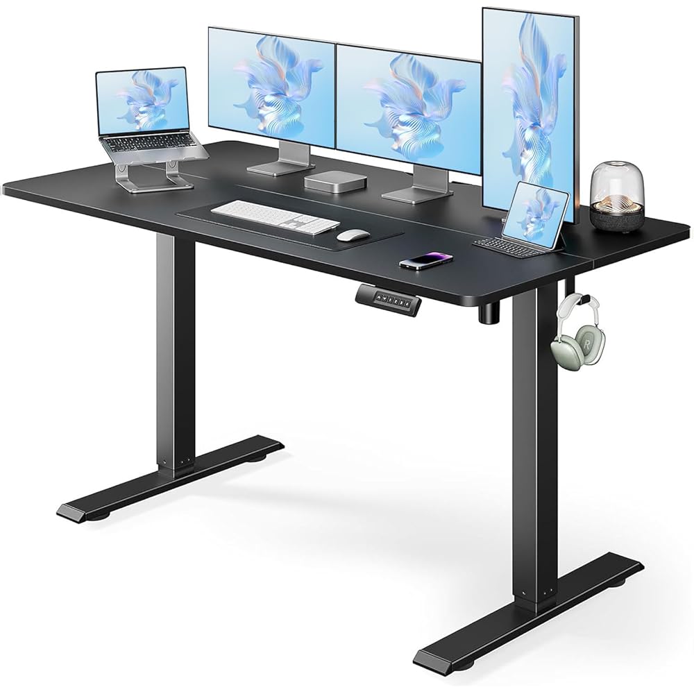 Marsail Electric Standing Desk, Adjustable Height Stand up Desk, 55 x 24 Inches Sit Stand Home Office Desk, Computer Desk, Black : Office Products