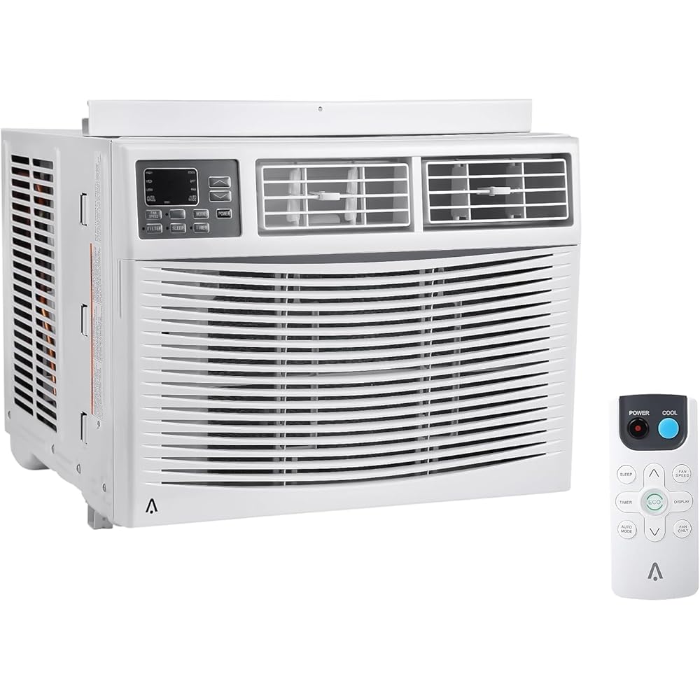 10,000 BTU Window Air Conditioner, 115V, Window AC Cools up to 450 Sq. Ft for Bedroom, Living Room, Quiet Operation with Remote Control, 3 Cooling & Fan Speeds, Auto Restart, White : Home & Kitchen