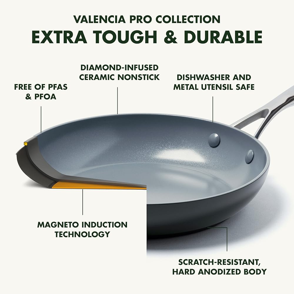 GreenPan Valencia Pro Hard Anodized Healthy Ceramic Nonstick 4.5QT Saute Pan Jumbo Cooker with Lid, PFAS-Free, Induction, Dishwasher Safe, Oven Safe, Gray: Home & Kitchen