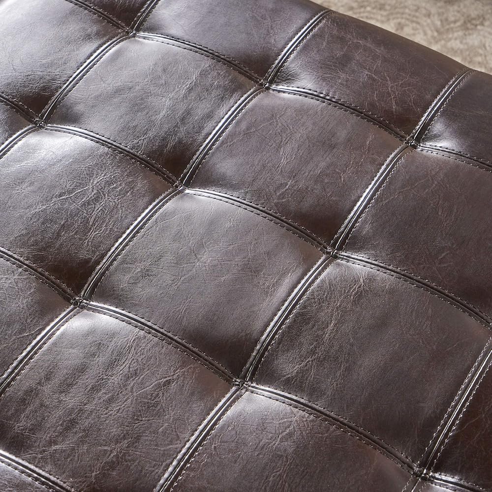 Christopher Knight Home Alexandria Bonded Leather Storage Ottoman, Marbled Brown , 31” x 31”x 18.6” : Home & Kitchen