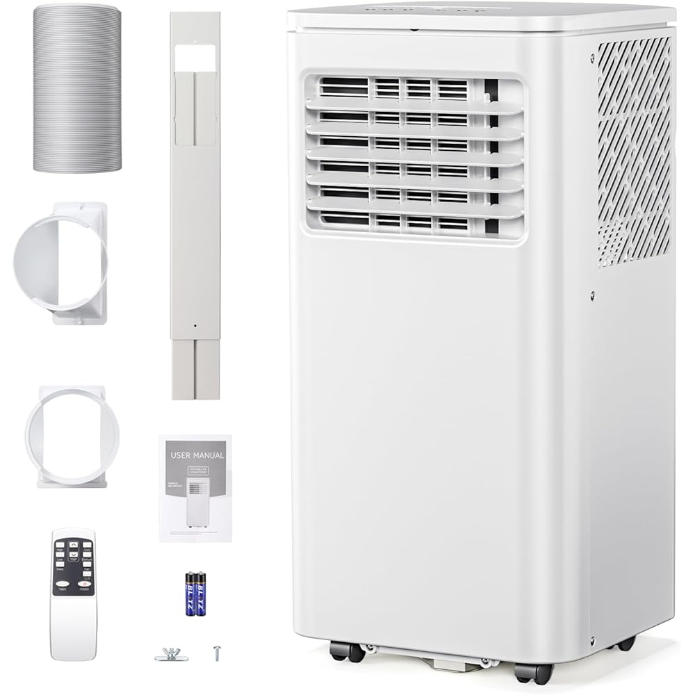 Portable 8000 BTU Air Conditioner, 4 in 1 protable AC, Cools 350sq. ft, Remote Control, 24 Hour Timer, Quiet Operation,Window Fan, 2 Speed for Bedroom Office Home Dorm : Home & Kitchen