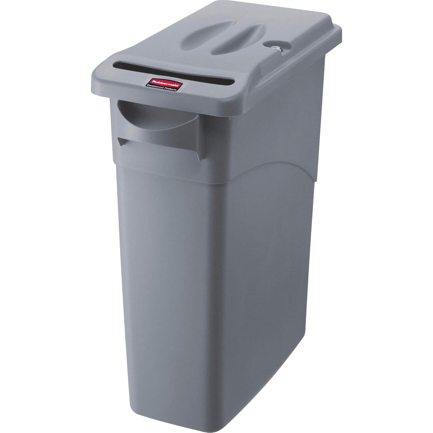 Rubbermaid Commercial Products Slim Jim Confidential Document Trash Can with Lid, 16-Gallon, Gray, Keyed Lock for Secure Disposable of Documents: Office Waste Bins: Industrial & Scientific