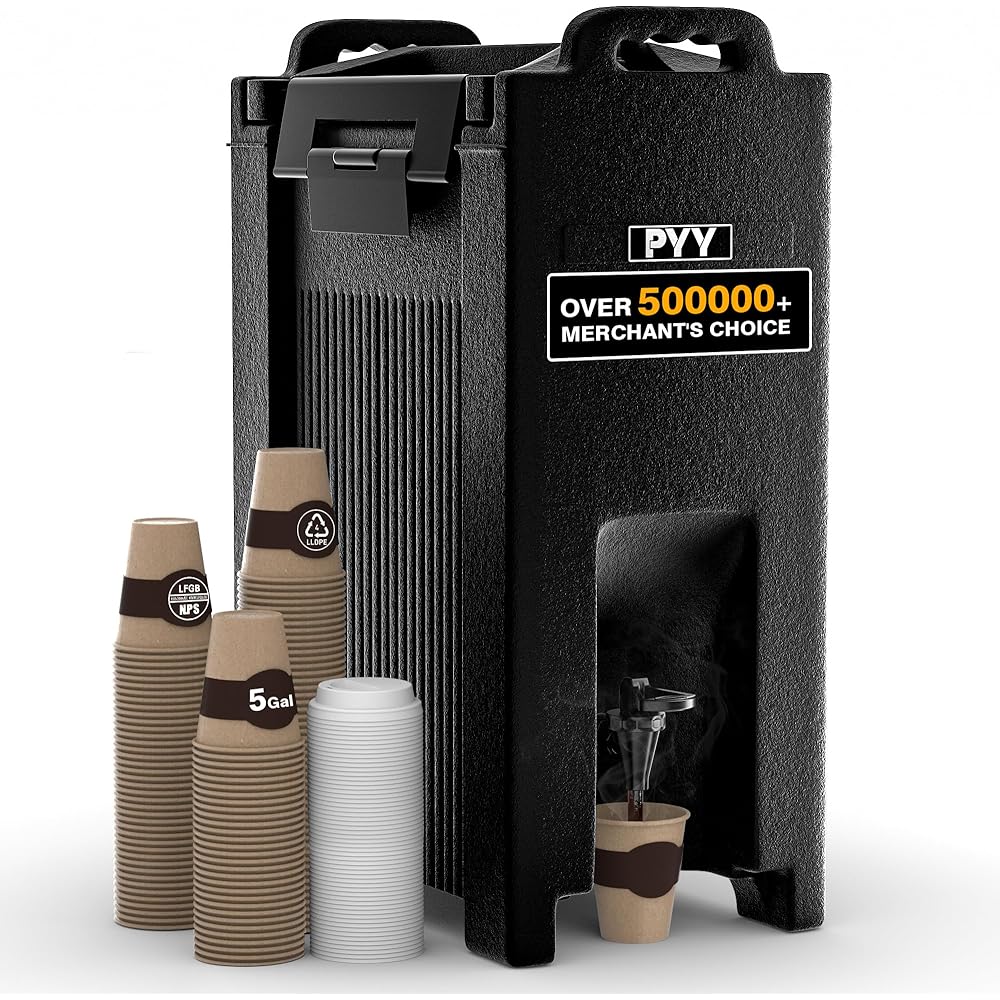 PYY Insulated Beverage Dispenser 5 Gallon - Hot and Cold Drink Container with Handles, Thermal Drink Dispenser Cooler Server carrier For Commercial Catering Black : Home & Kitchen