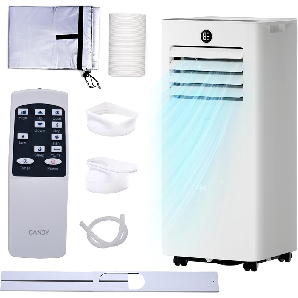 10,000 BTU Portable Air Conditioner for Rooms up to 450 Sq.Ft, 4-in-1 Cooling/Dry/Fan/Sleep Mode, Remote Control, High Low Speed, Window Kit Included, White : Home & Kitchen