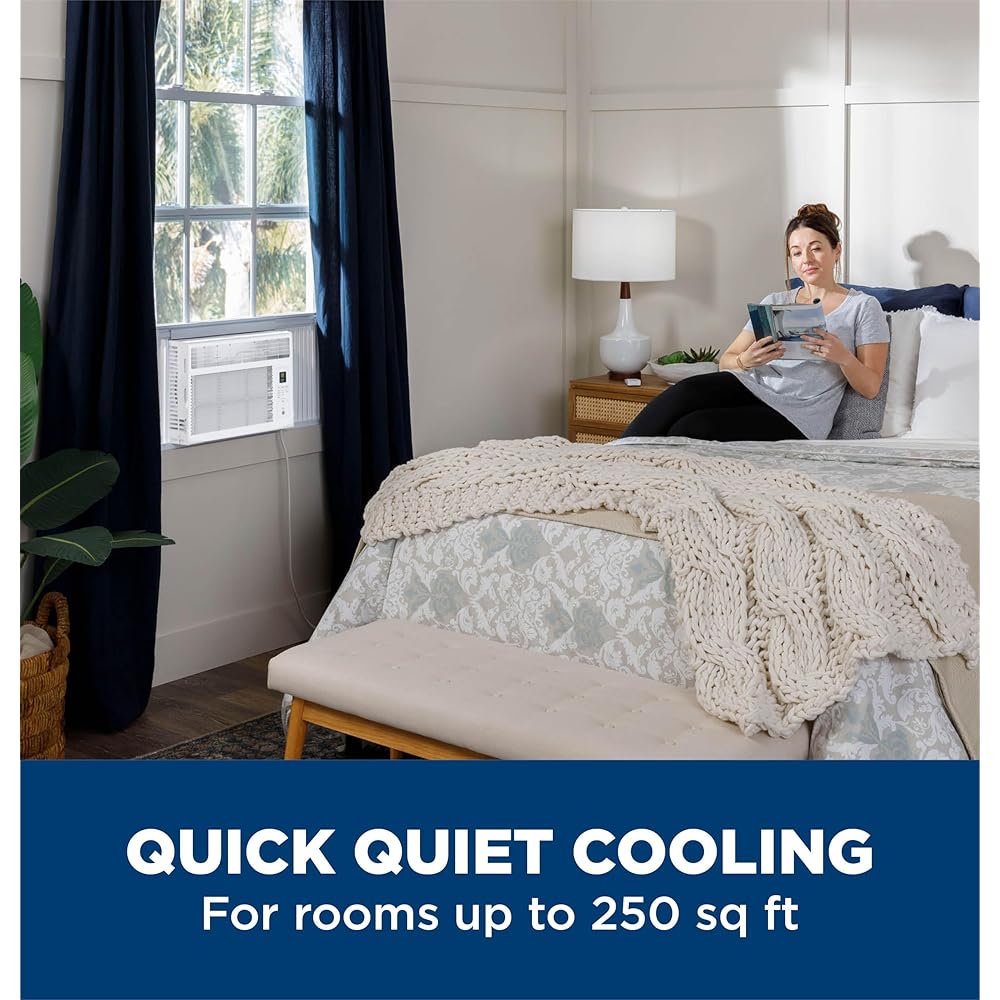 GE Window Air Conditioner Unit, 6,000 BTU for Small Rooms up to 250 sq ft. with Adjustable Fan and Cooling Settings, Perfect for Small Bedroom or Living Room, Easy Install Kit Included, White : Home & Kitchen