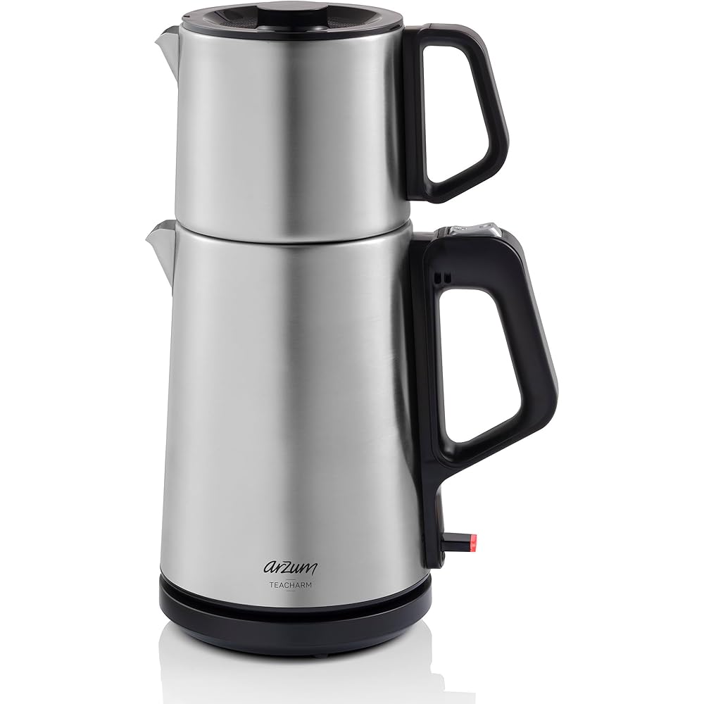 Arzum TeaCharm Turkish Tea Maker, Stainless Steel, Auto Shut-Off, Boil-Dry Protection, INOX, 1.8L, 120V 3-pin US Plug, 1800W: Home & Kitchen