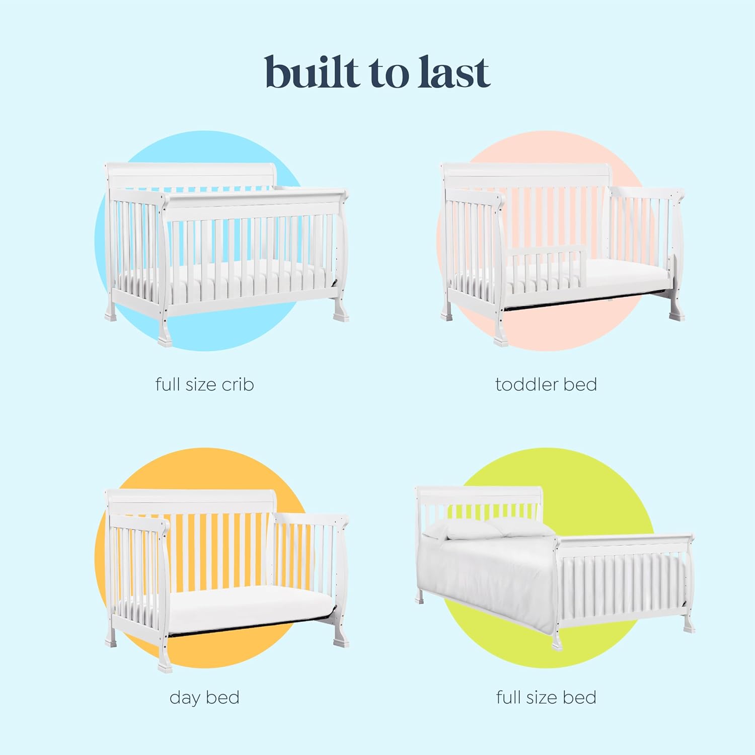 : DaVinci Kalani 4-in-1 Convertible Crib in White, Greenguard Gold Certified : Baby Crib : Baby