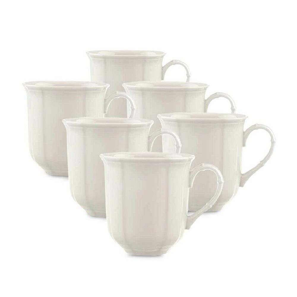Villeroy & Boch Manoir Collection Coffee Mug, Set of 6-10oz Mugs, Premium Porcelain, Made in Germany, Rich, Creamy White : Home & Kitchen