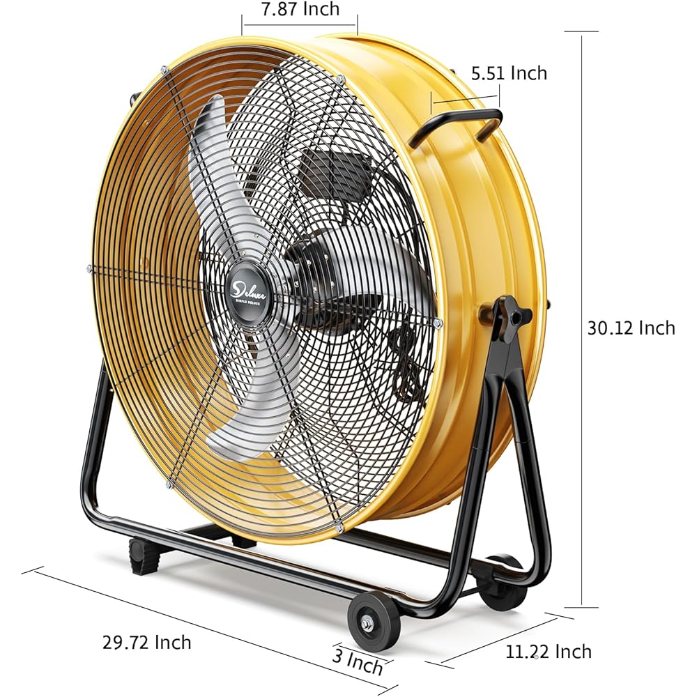 Simple Deluxe 24 Inch Heavy Duty Metal Industrial Drum Fan, 3 Speed Floor Fan for Warehouse, Workshop, Factory and Basement : Home & Kitchen