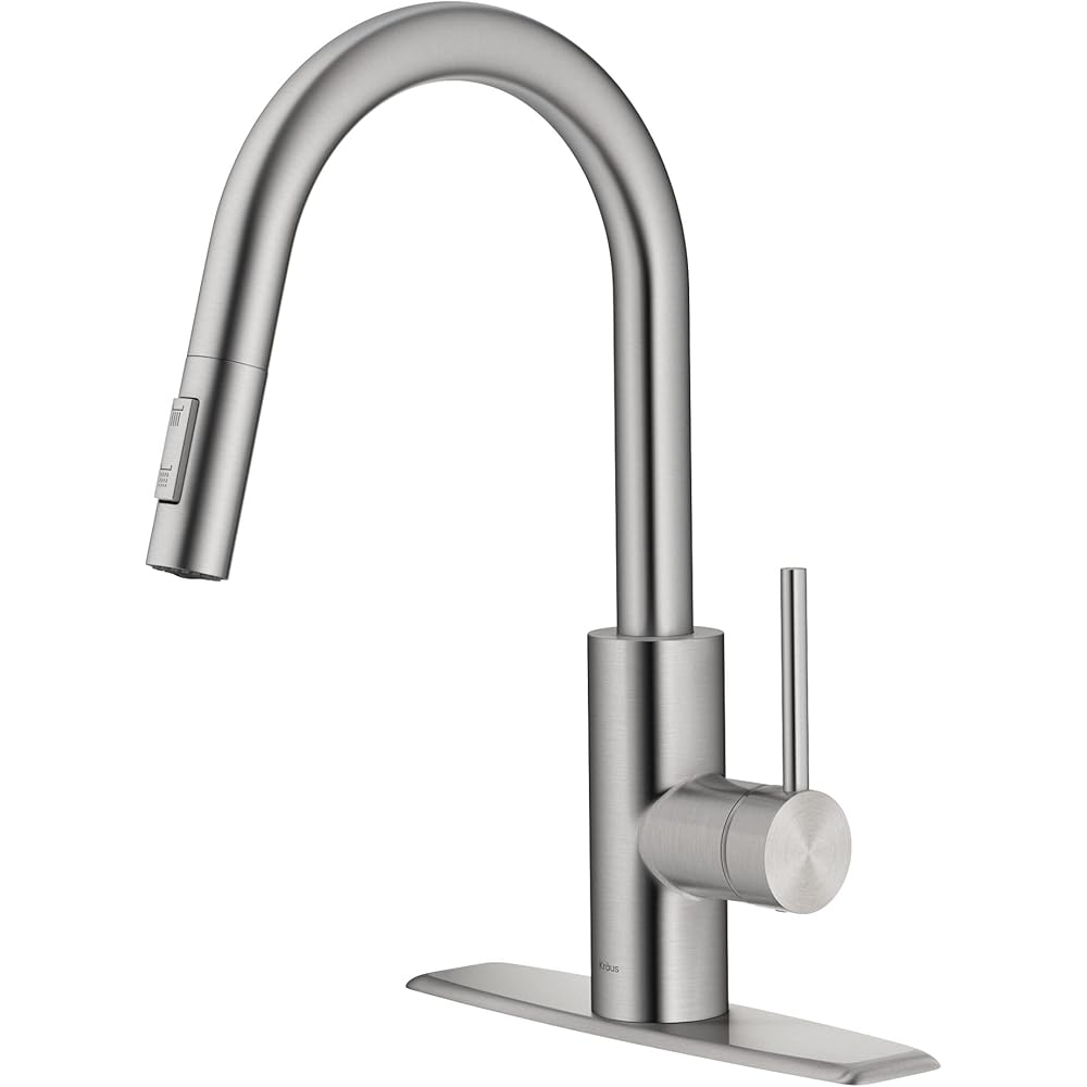 Kraus Oletto Spot Free Stainless Steel Dual Function Kitchen Faucets with Pull Down Sprayer, KPF-2620SFS -
