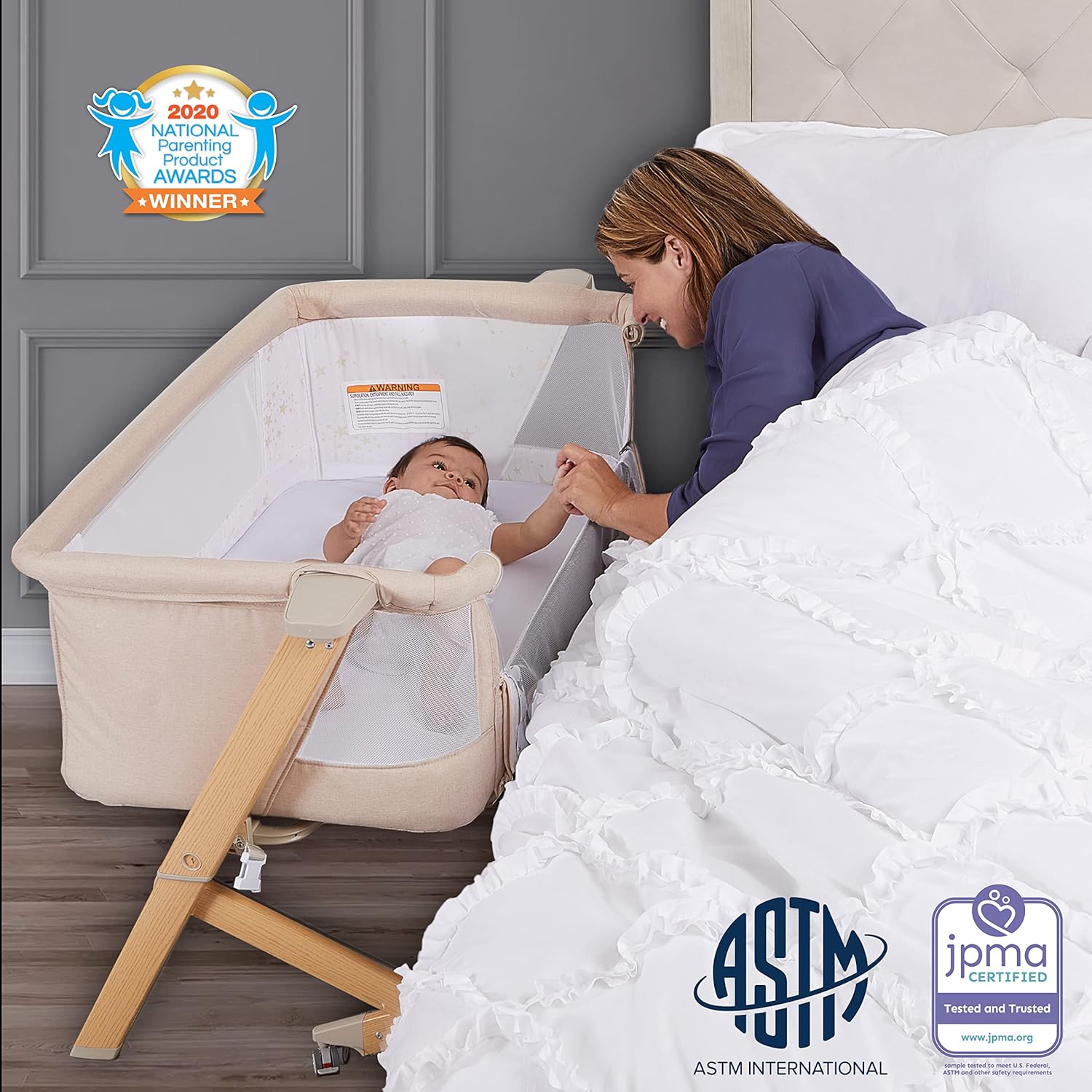 Evolur Stellar Bassinet and Bedside Sleeper, Beige : Baby