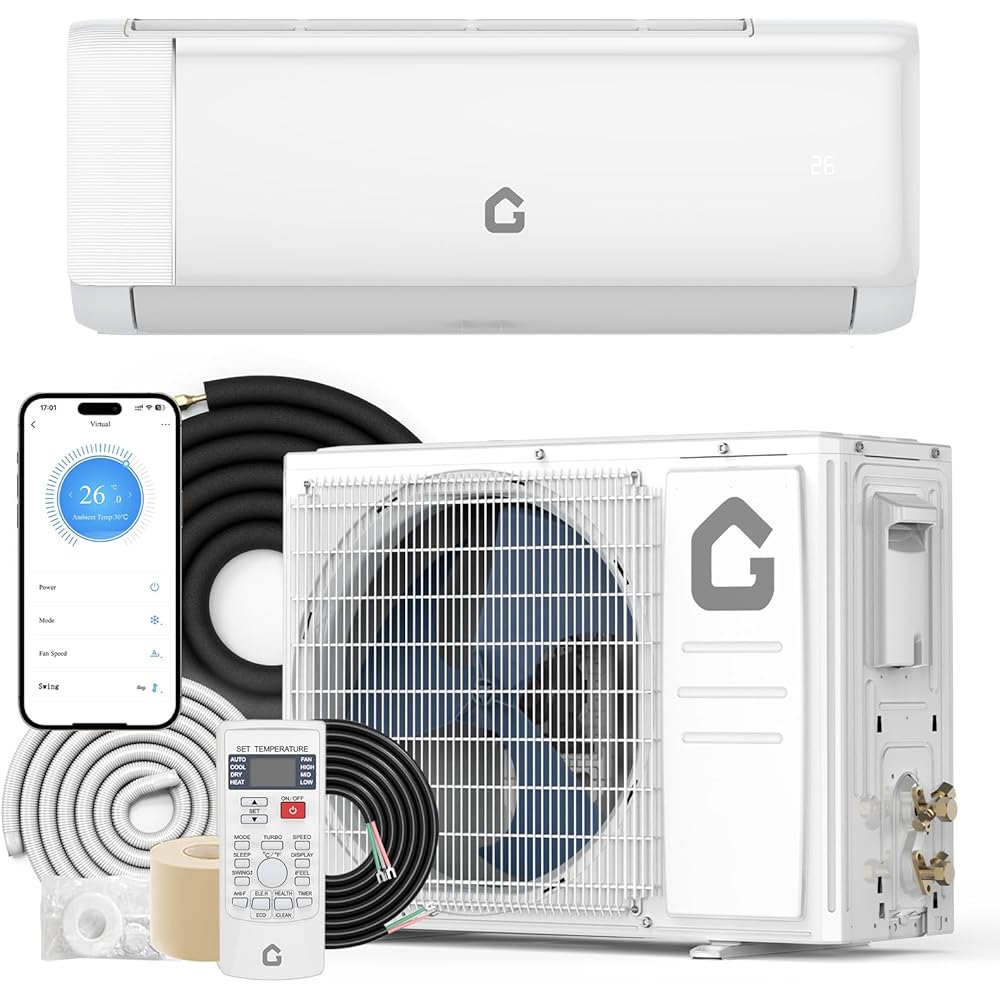 9000 BTU Mini Split Air Conditioner, 18.5 SEER2 208-230V Split Unit Ac and Heat Cool Up to 450 Sq.Ft, Ductless Air Conditioner w/Complete Installation Kit,Remote,2.0 Wifi Control,Low Noise : Home & Kitchen