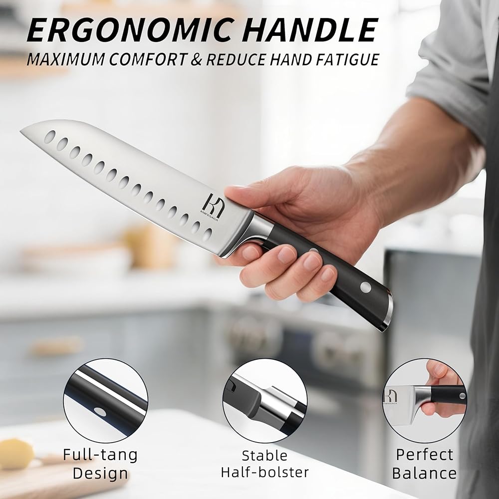 KnifeSaga Knife Set with Block Premium, Japanese 15 Piece Ultra Sharp High Carbon Stainless Steel Kitchen Knives set with Sharpener, Professional Knife Block Set with Ergonomic Handle for Home Chefs: Home & Kitchen