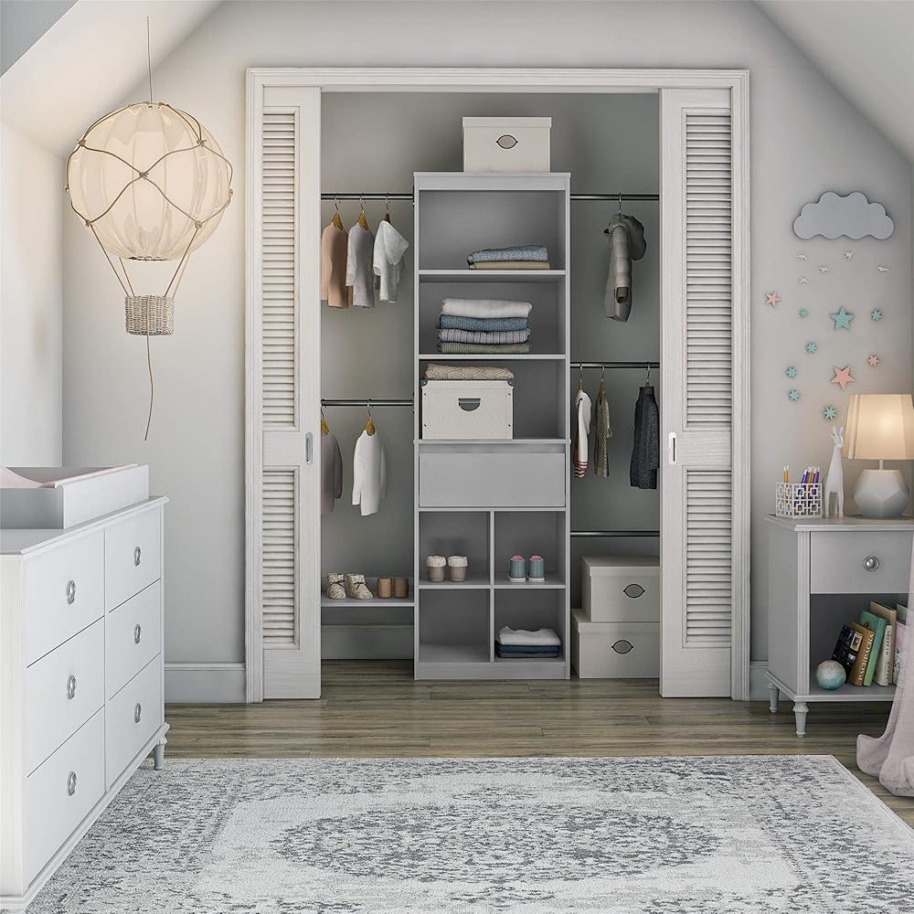 Max & Finn Little Seeds Grow with Me Grey Adjustable Kids' Closet Organizer System : Home & Kitchen