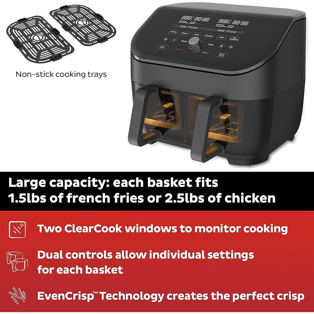 Instant Pot Vortex Plus XL 8QT ClearCook Air Fryer, Clear Windows, Custom Programming, 8-in-1 Functions that Crisps, Broils, Roasts, Dehydrates, Bakes, Reheats, from the Makers of Instant Pot, Black : Home & Kitchen