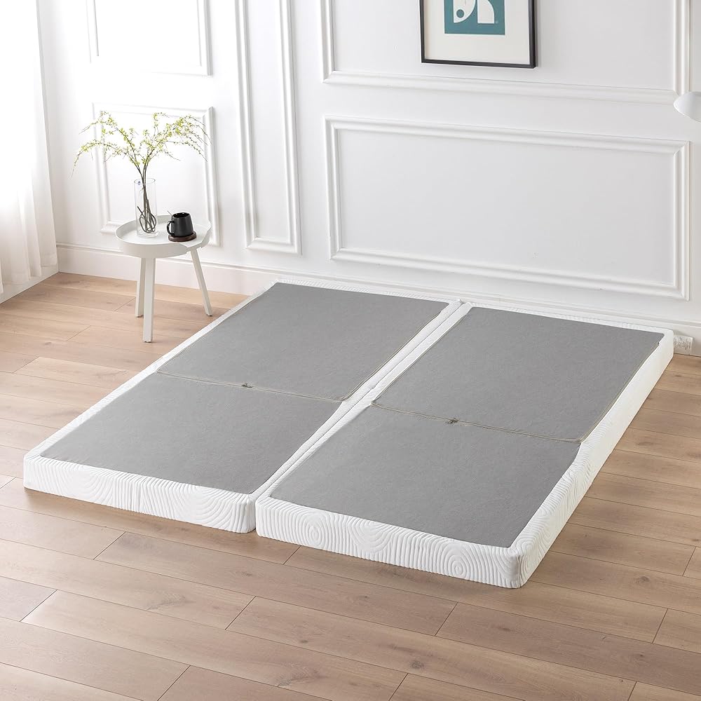 ZINUS 4 Inch Box Spring with Cover, No Assembly Mattress Foundation, Sturdy Metal Structure, Split King, White : Home & Kitchen