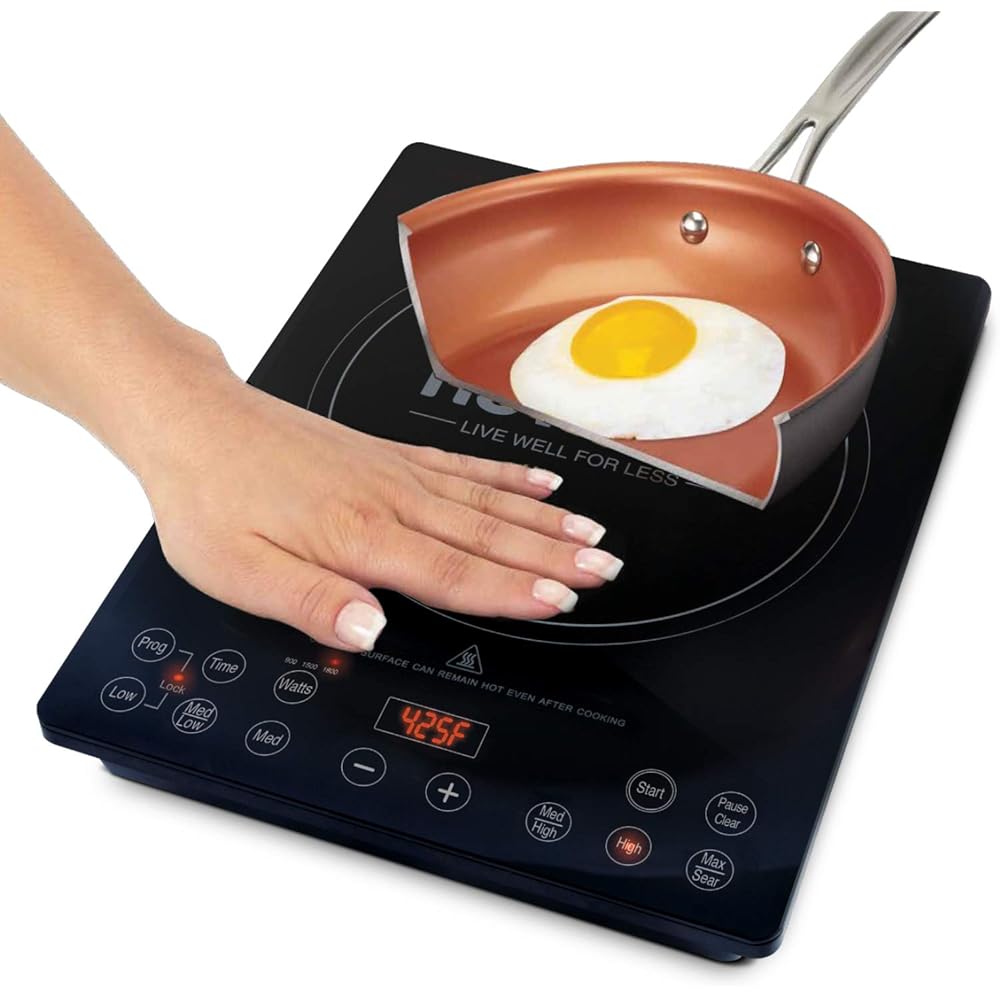 Nuwave Pro Chef Induction Cooktop, NSF-Certified, Commercial-Grade, Portable, Powerful 1800W, Large 8” Heating Coil, 94 Temp Settings 100°F - 575°F in 5°F, Shatter-Proof Ceramic Glass Surface : Appliances
