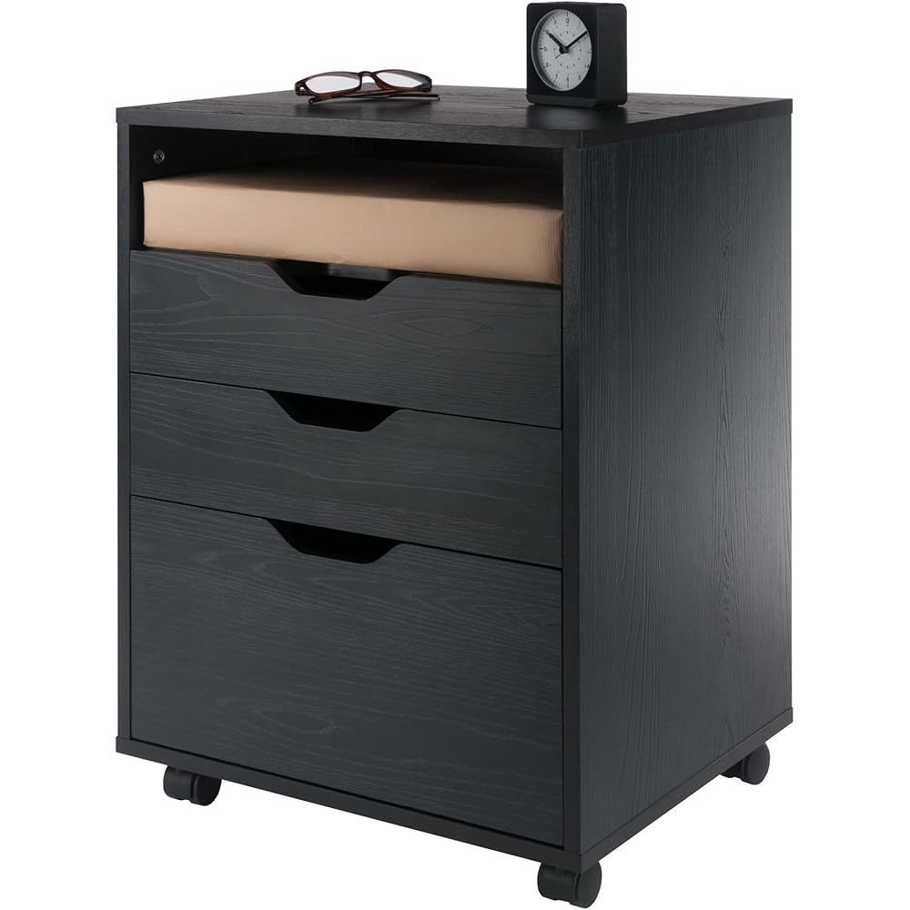 Winsome Halifax Bins & Drawers Mobile Cabinet, for Home Office, Black : Home & Kitchen