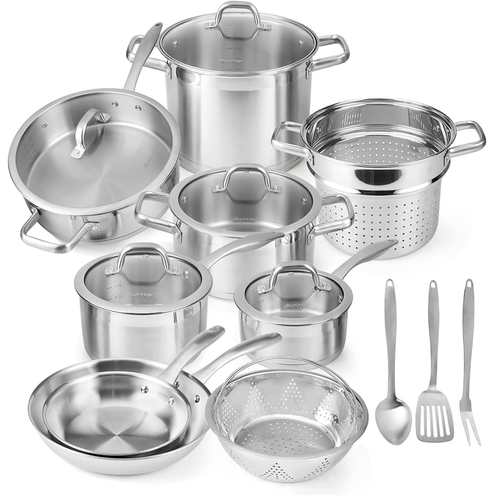 Duxtop Professional Stainless Steel Pots and Pans Set, 17PC Induction Cookware Set, Impact-bonded Technology: Home & Kitchen