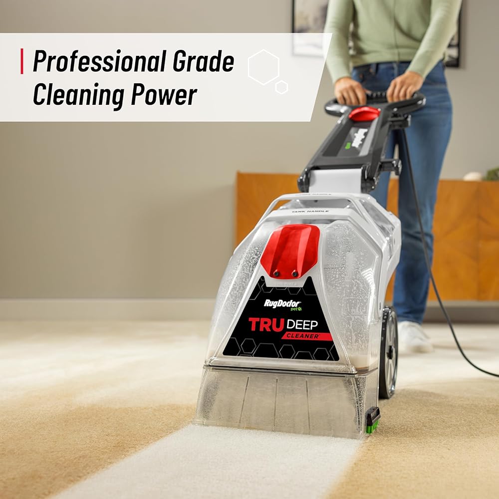 - Rug Doctor Pet TruDeep Carpet Cleaner, Pet Upholstery Tool, Best-In-Class Suction Power, Dual Brush Cross-Action Technology for One-Pass Cleaning