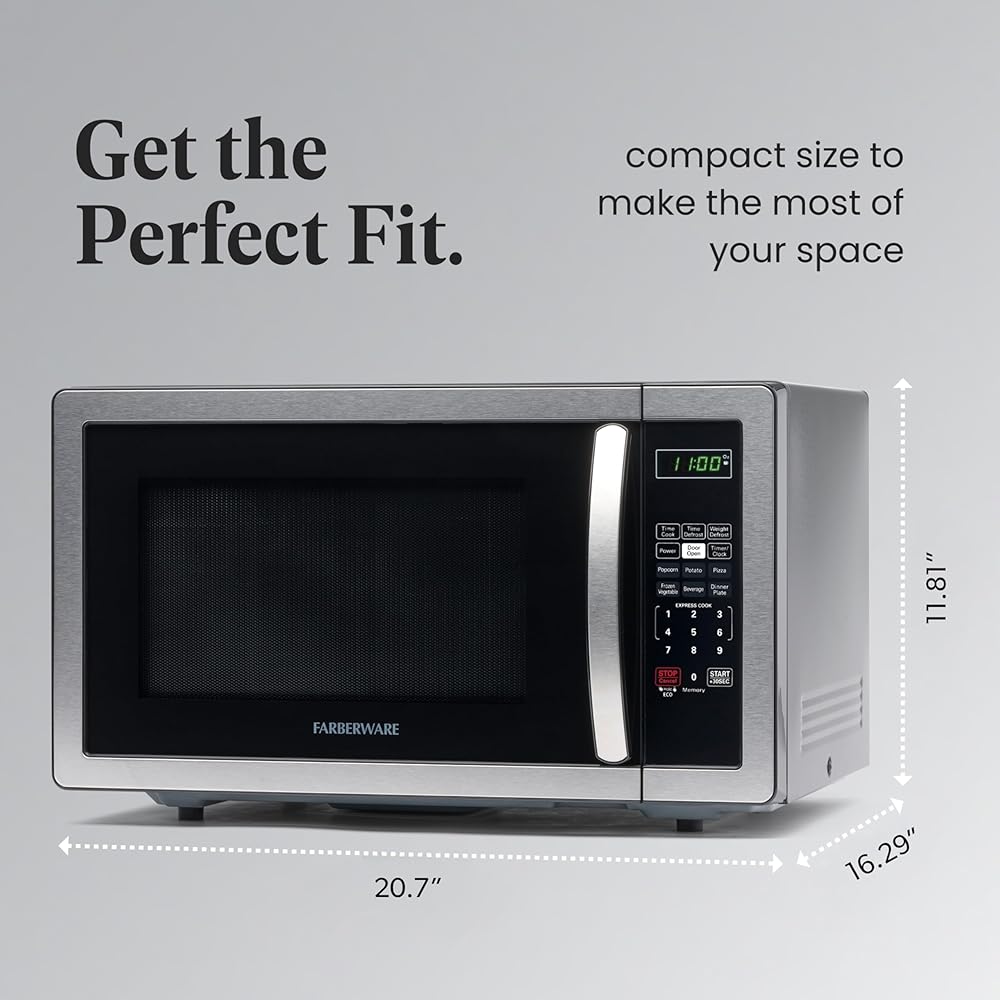 Farberware FMWO11AHTBKB 1.1 Cu. Ft. Stainless Steel Countertop Microwave Oven: Home & Kitchen