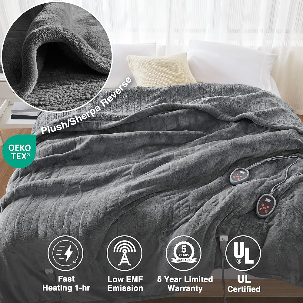 Beautyrest Heated Microlight to Berber Blanket - King