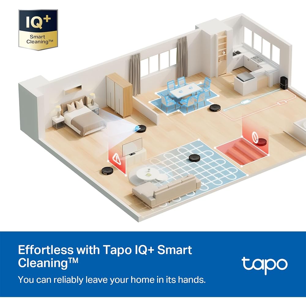 Tapo LiDAR Smart Navigation Robot Vacuum and Mop with Self-Emptying Dock, 5300Pa Max, 97%+ Dust Pickup Rate, Customizable Cleaning, Self-Charging, Compatible with Alexa & Google Home, RV30 Max Plus