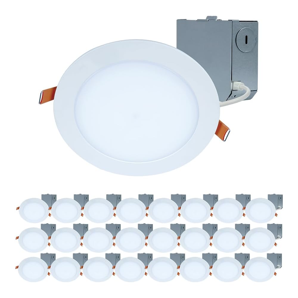 HALO HLBE 6-Inch Slim Canless Recessed Downlight for New Construction/Remodel - Contractor 24-Pack -