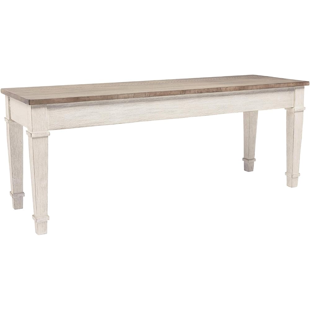Signature Design by Ashley Skempton Farmhouse Storage Bench, White & Light Brown : Home & Kitchen