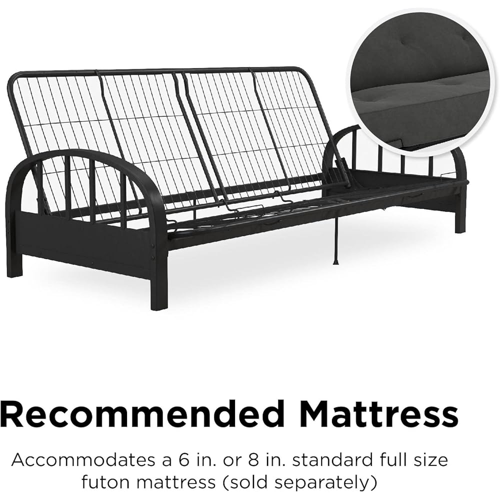 DHP Aiden Metal Futon Frame, Black : Home & Kitchen