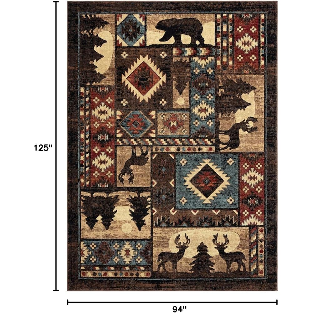Home Dynamix Buffalo Bear Rustic Area Rug, Brown/Red, 7'10