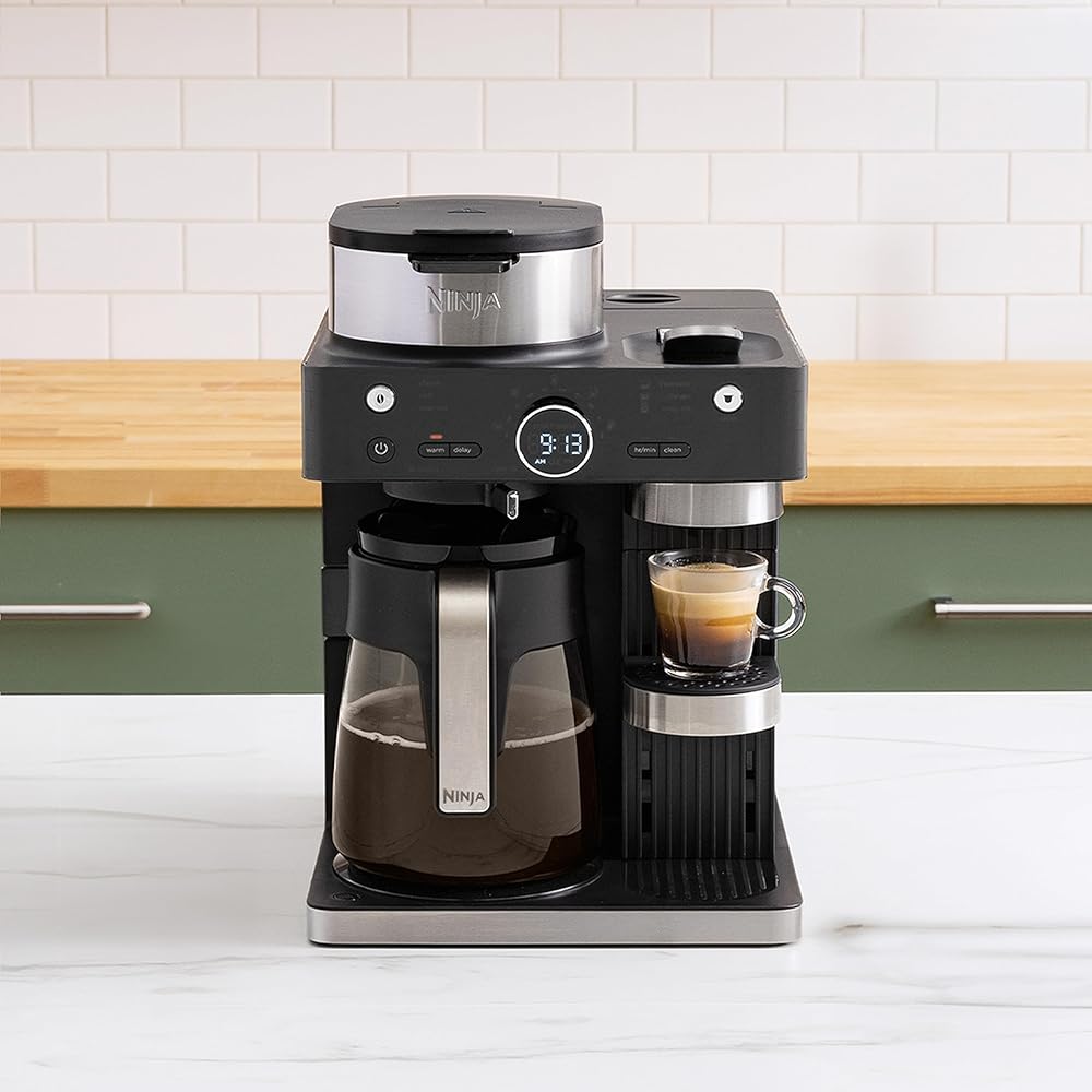 Ninja Espresso & Coffee Maker & Barista System, 3 Espresso Brew Styles, Single-Serve Coffee & Nespresso Capsule Compatible, Built-in Frother, Espresso, Cappuccino & Latte Maker, Black, CFN601: Home & Kitchen
