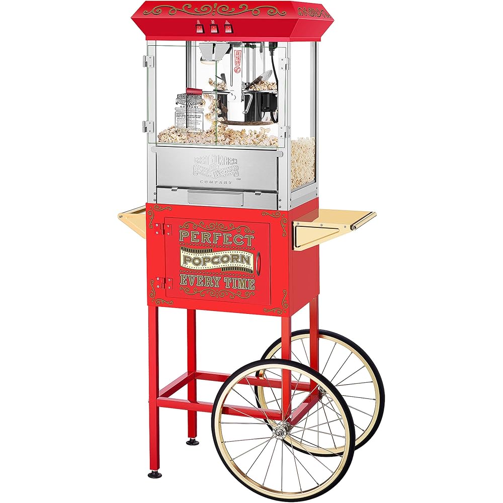 Great Northern Popcorn Company 5995 10 oz. Perfect Popper Popcorn Machine with Cart - Red (5995 GNP Red 10oz. Full): Home & Kitchen