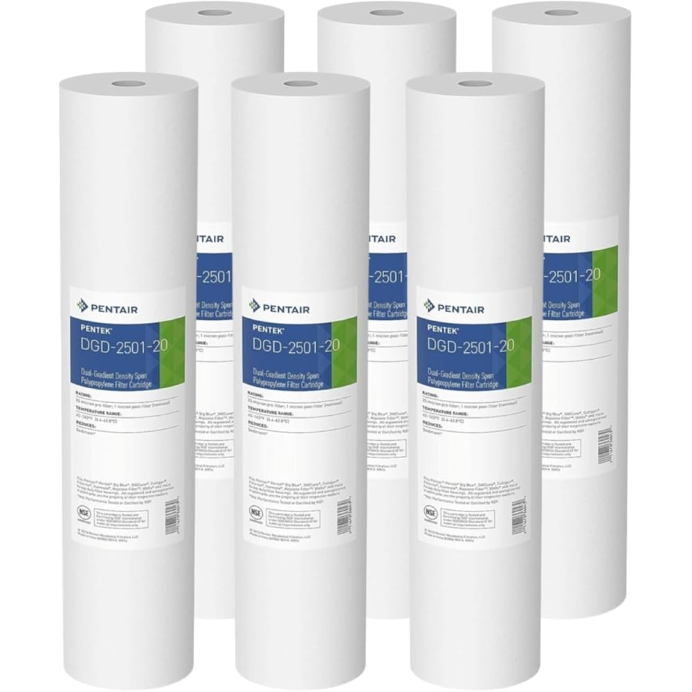 Pentair Pentek DGD-2501-20 Big Blue Water Filter, 20-Inch Whole House Sediment Filter Cartridge Replacement, Dual-Gradient Density Spun Polypropylene, 20