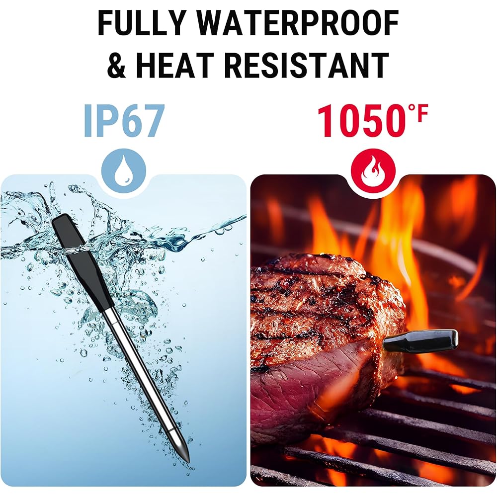 TempSpike Wireless Meat Thermometer Digital with App, WiFi & Bluetooth BBQ Grill Thermometer with High Precision, Waterproof & Heat-Resistant Probes, Rechargeable Base with Display for BBQ Smoker Oven: Home & Kitchen