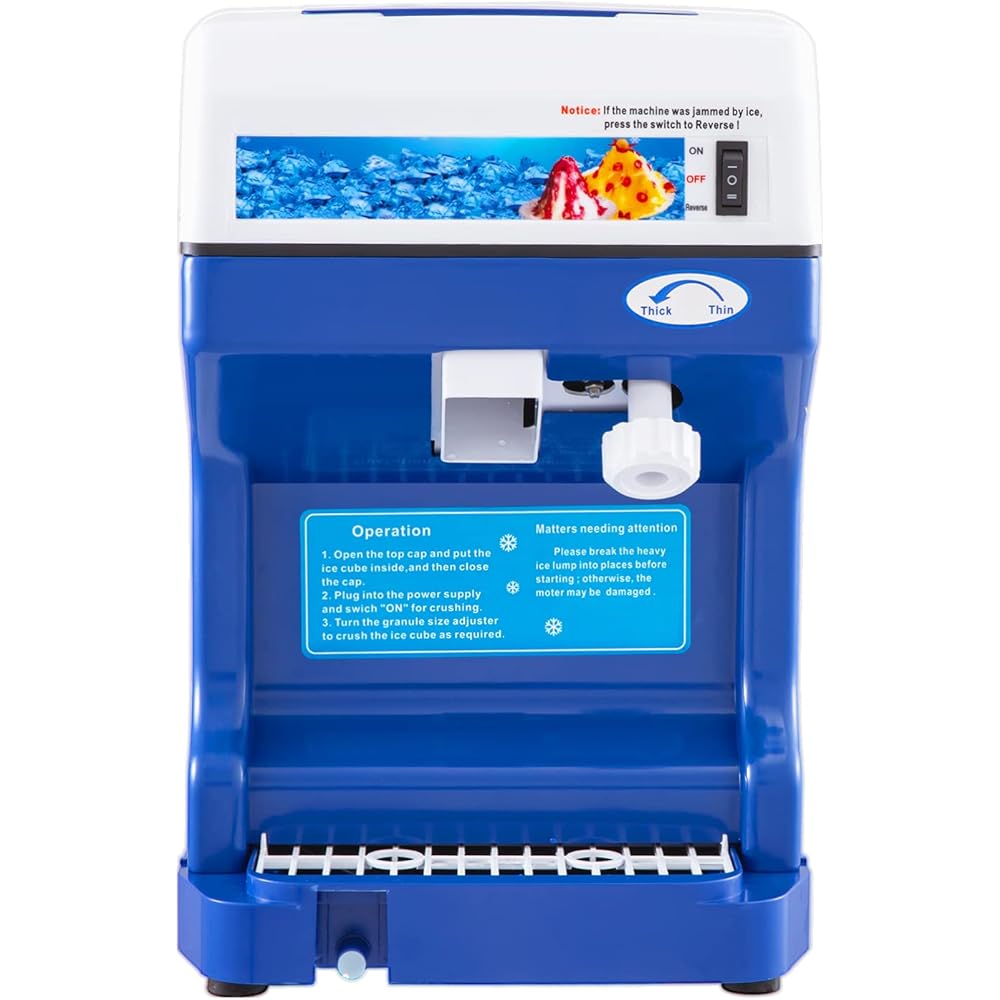 VEVOR 110V Electric Shaved Ice Machine 500W Snow Cone Maker Tabletop w/Adjustable Ice Texture, Ice Shaving Machine 265LBs/hr for Home and Commerical Use : Home & Kitchen