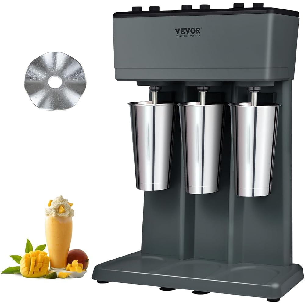 VEVOR Milkshake Maker, 375W x 3 Electric Milkshake Machine, Triple Heads Drink Mixer Blender Machine, 3-Speed Milkshake Mixer with 3 x 820 ml Stainless Steel Cups, for Commercial and Home : Industrial & Scientific