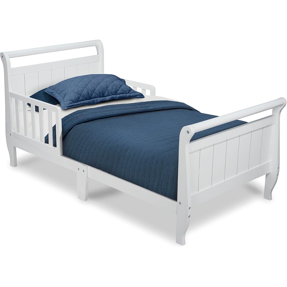 Delta Children Wood Sleigh Toddler Bed, White : Baby