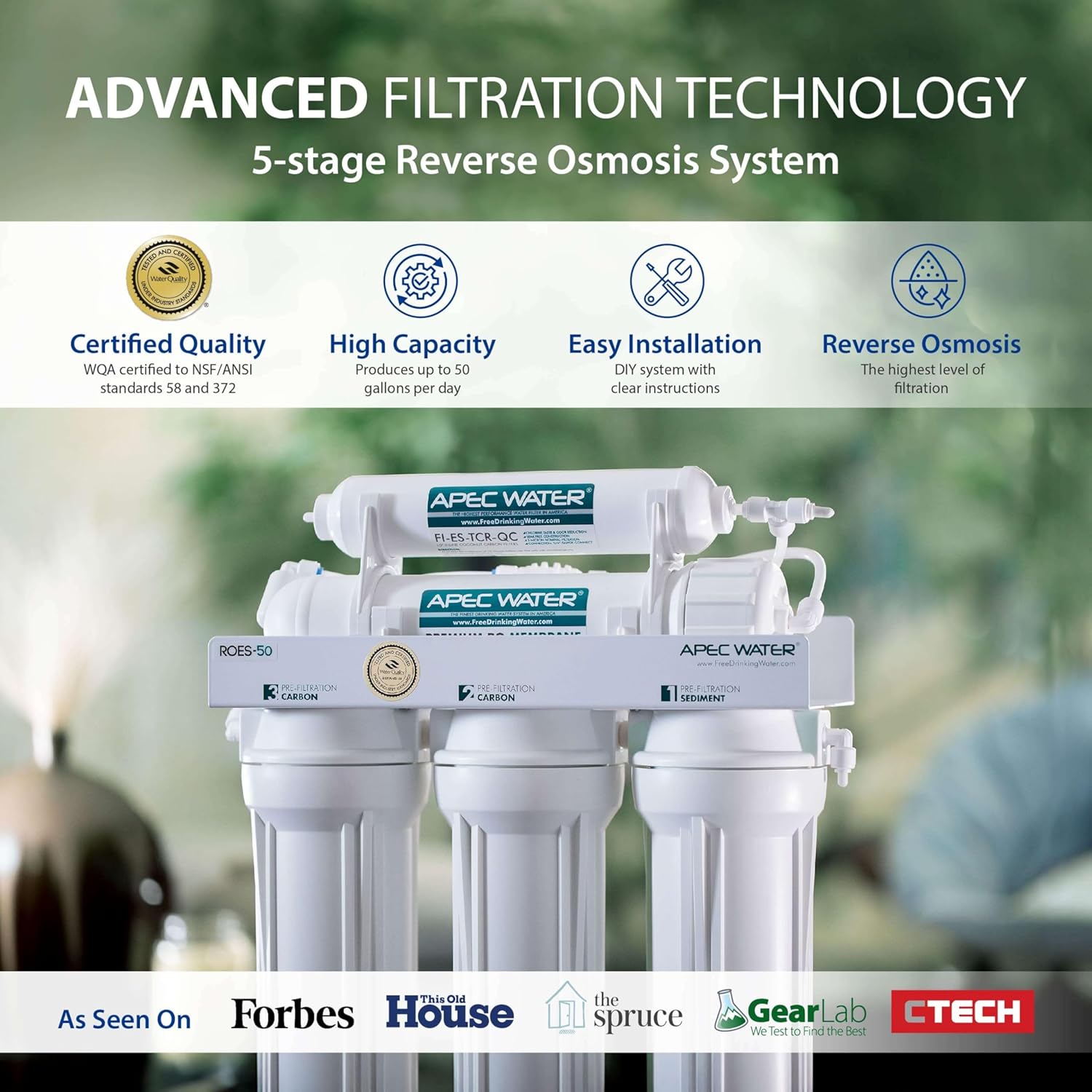 APEC Water Systems ROES-50 Essence Series Top Tier 5-Stage WQA Certified Ultra Safe Reverse Osmosis Drinking Water Filter System : Industrial & Scientific