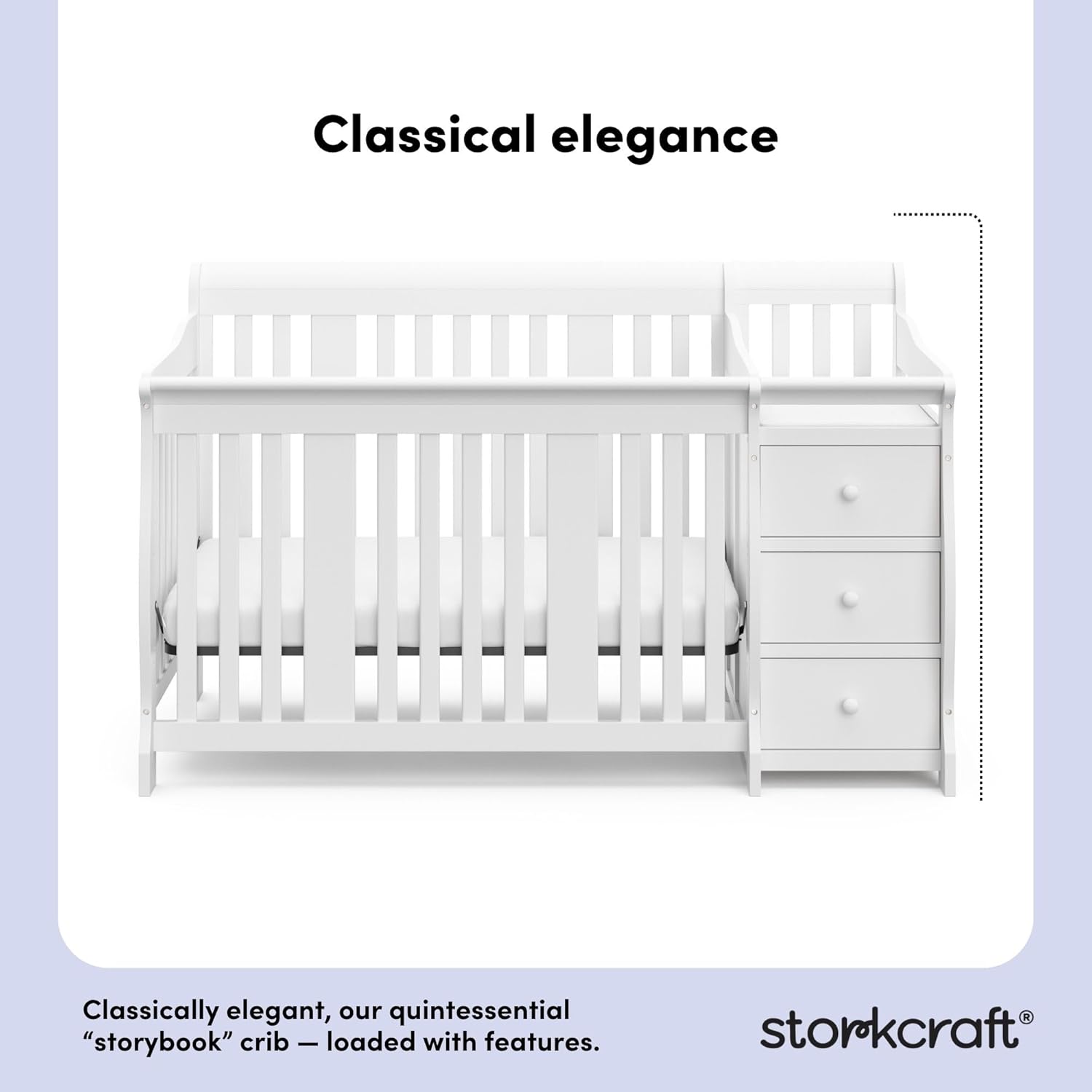 Storkcraft Portofino All-in-One Convertible Crib & Changer (White) – GREENGUARD Gold Certified, Fits Standard Crib Mattress, Converts to Toddler Bed and Full Bed, 4 Adjustable Mattress Heights : Baby