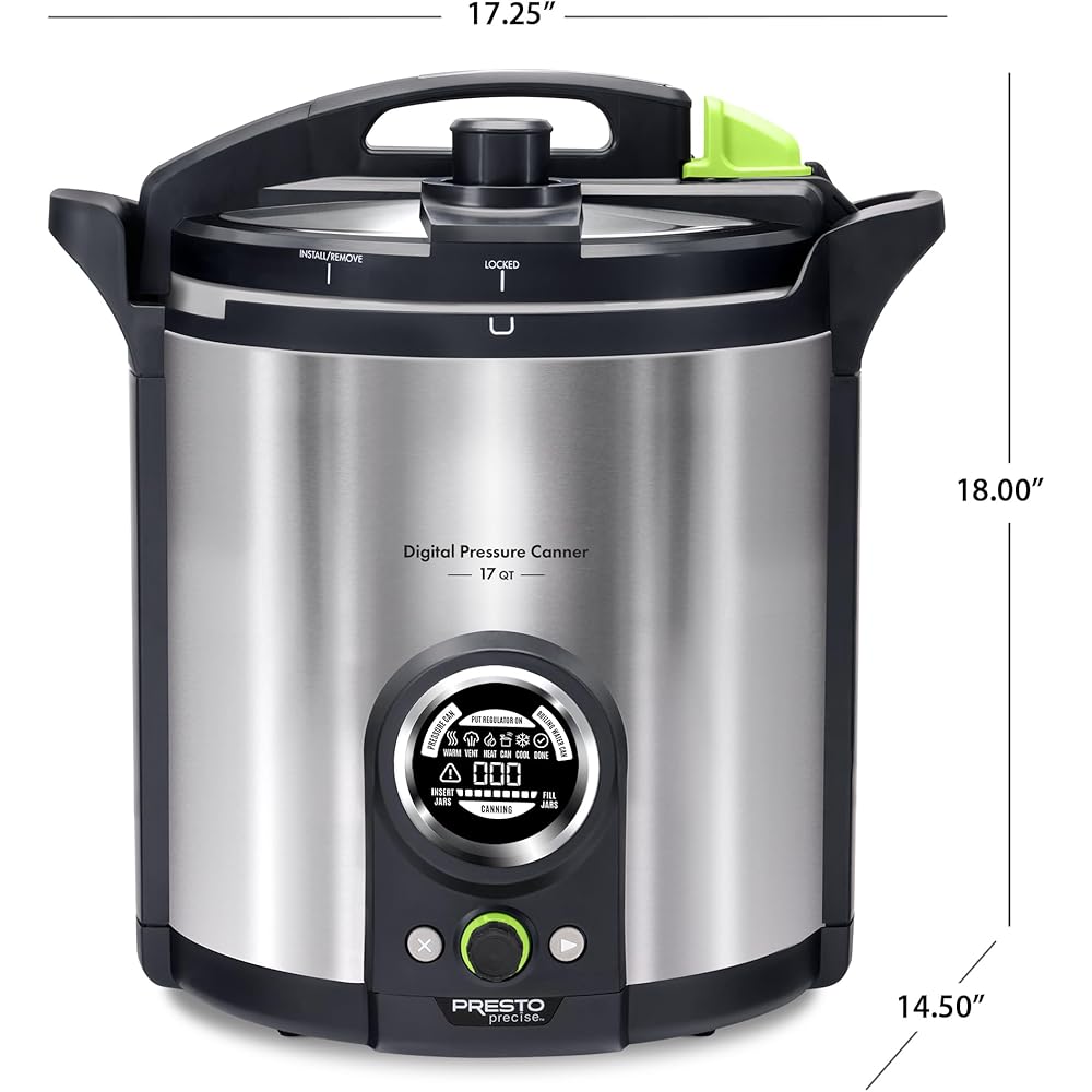 Presto 02152 17-Quart Digital Pressure Canner - Digital Display, Waterbath Capable, 10 Built-In Safety Features, Recipe Book, Stainless Steel: Home & Kitchen
