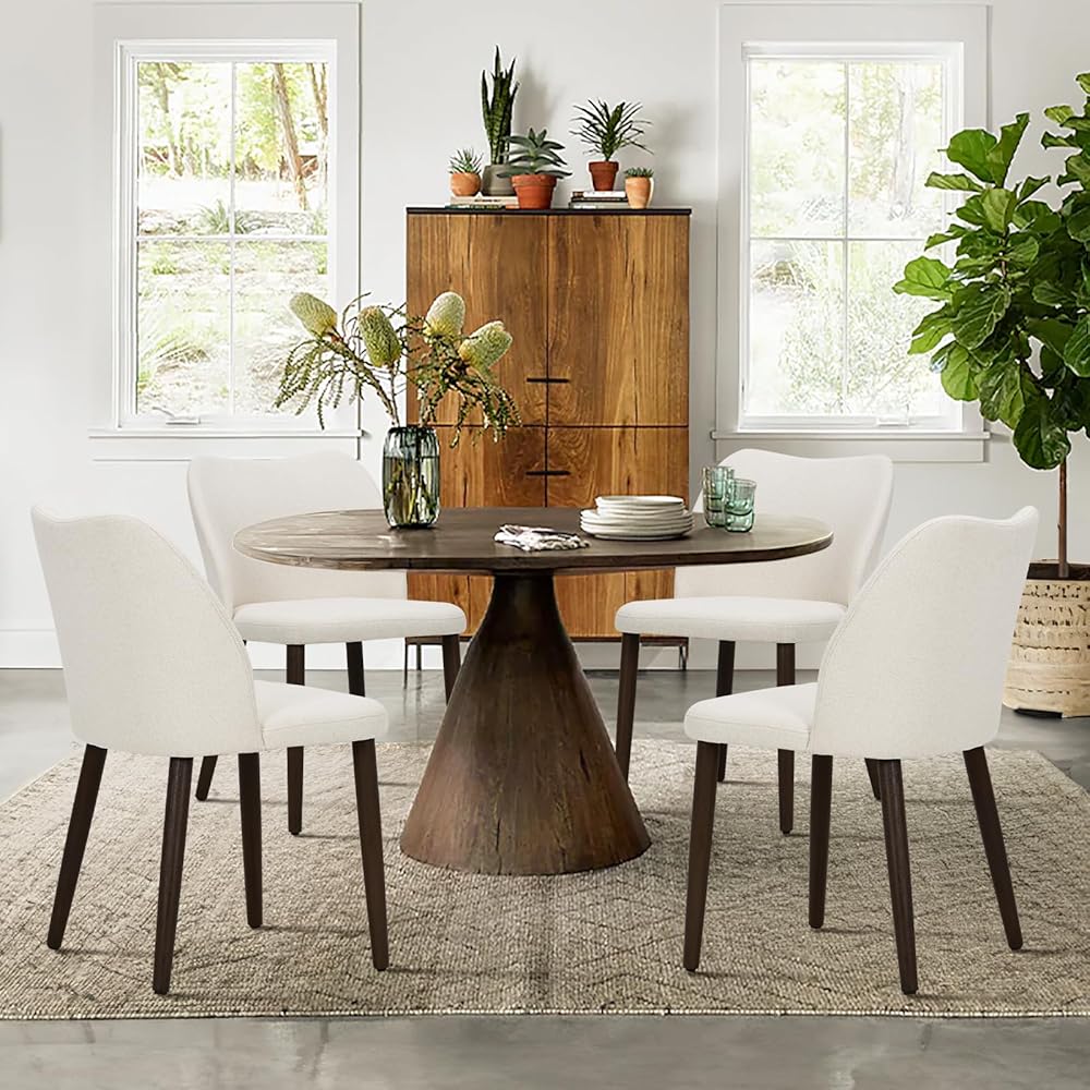 - COLAMY Upholstered Dining Chairs Set of 4, Modern Fabric Dining Room Kitchen Side Chair with Padded Seat and Wood Legs for Restaurant/Cafe, Beige - Chairs